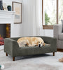 Pet sofa with backrest and armrests, modern rectangular pet sofa suitable for small and medium dogs, soft cushion comfortable dog sofa,--Dark grey - Stylish Furniture for Every Home