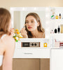 Vanity Desk with Mirror and Lights, Makeup Vanity with Drawer & Storage Cabinet, 3 Lighting Modes Adjustable Brightness, Dressing Table with Open Shelves for Bedroom, Dressing Room, White - Stylish Furniture for Every Home