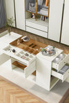Modern Luxury Multi-Functional Island Vanity Dresser and Storage Cabinet with Glass Tabletop, Display Shelf,6 Drawers for Walk-in-Wardrobe and Bedroom - Stylish Furniture for Every Home