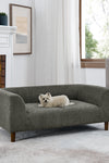 Pet sofa with backrest and armrests, modern rectangular pet sofa suitable for small and medium dogs, soft cushion comfortable dog sofa,--Dark grey - Stylish Furniture for Every Home