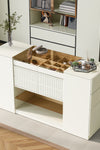 Modern Luxury Multi-Functional Island Vanity Dresser and Storage Cabinet with Glass Tabletop, Display Shelf,6 Drawers for Walk-in-Wardrobe and Bedroom - Stylish Furniture for Every Home