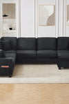 Sectional Sofa U-shaped Sectional 125.2" Upholstered L-shaped Sofa with a Movable Ottoman and Side Storage Pockets for Living Room, Black - Stylish Furniture for Every Home