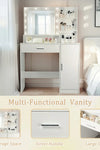 Vanity Desk with Mirror and Lights, Makeup Vanity with Drawer & Storage Cabinet, 3 Lighting Modes Adjustable Brightness, Dressing Table with Open Shelves for Bedroom, Dressing Room, White - Stylish Furniture for Every Home