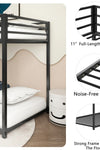 Adam Sturdy Twin over Twin Bunk Bed Metal Black for Kids and Adult, Low Profile Twin over twin bunk bed with Ladder and Guardrails, Easy Climbing, Beds for Bedroom - Stylish Furniture for Every Home