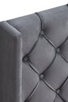 Velvet Button Tufted-Upholstered Bed with Wings Design - Strong Wood Slat Support - Easy Assembly - Gray, Queen, platform bed - Stylish Furniture for Every Home