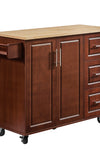 54 inch Portable Wooden Kitchen Island Cart Large Capacity with 3 drawers Drop-Leaf Table Spice Rack & Towel Rack for Small Spaces. - Stylish Furniture for Every Home