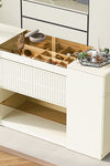 Modern Luxury Multi-Functional Island Vanity Dresser and Storage Cabinet with Glass Tabletop, Display Shelf,6 Drawers for Walk-in-Wardrobe and Bedroom - Stylish Furniture for Every Home