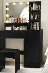 Vanity Desk with Mirror and Lights, Makeup Vanity with Drawer & Storage Cabinet, 3 Adjustable Lighting Colors, Dressing Table with Open Shelves for Bedroom, Dressing Room, Black - Stylish Furniture for Every Home
