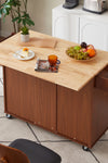 54 inch Portable Wooden Kitchen Island Cart Large Capacity with 3 drawers Drop-Leaf Table Spice Rack & Towel Rack for Small Spaces. - Stylish Furniture for Every Home